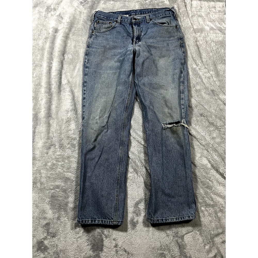 Carhartt Traditional Fit Jeans 35x32 Light Wash Denim B180 STW Workwear Rugged